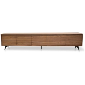 Ex Display - Nelson 2.4m Wooden TV Entertainment Unit - Walnut by Interior Secrets - AfterPay Available