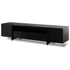 Ex Display - New York Lowline 2.1m Wooden TV Entertainment Unit - Black Oak by Interior Secrets - AfterPay Available