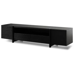Ex Display - New York Lowline 2.1m Wooden TV Entertainment Unit - Black Oak by Interior Secrets - AfterPay Available