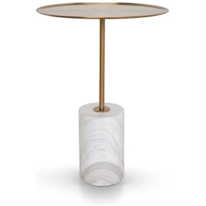 Ex Display - Pravina 45cm Brushed Gold Side Table - Carrara Marble by Interior Secrets - AfterPay Available