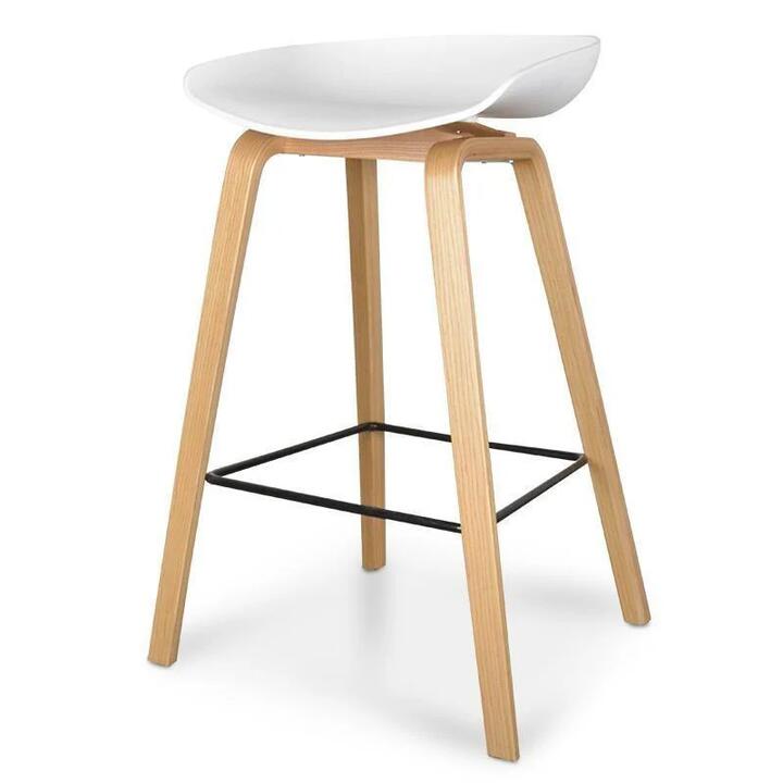 Ex Display - Rachel 65cm Bar Stool - White And Natural by Interior Secrets - AfterPay Available