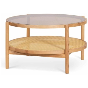 Ex Display - Simra 86cm Glass Top Coffee Table - Natural by Interior Secrets - AfterPay Available