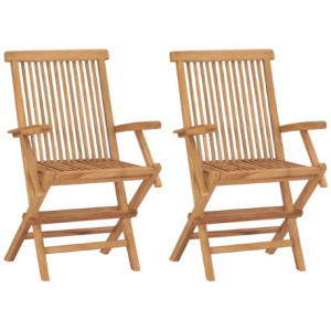 Folding Garden Chairs 2 Pcs Solid Teak Wood 55 X 60 X 89 Cm