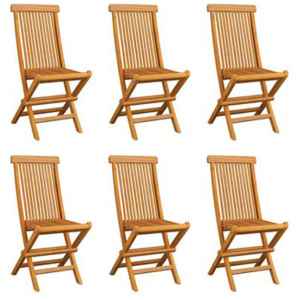 Folding Garden Chairs 6 Pcs Solid Teak Wood
