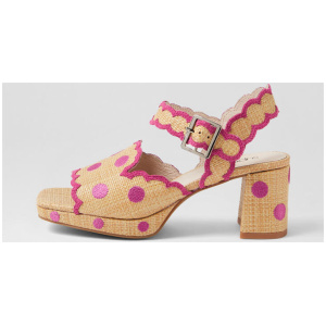 Following Natural Pink Synthetic Raffia Sandals