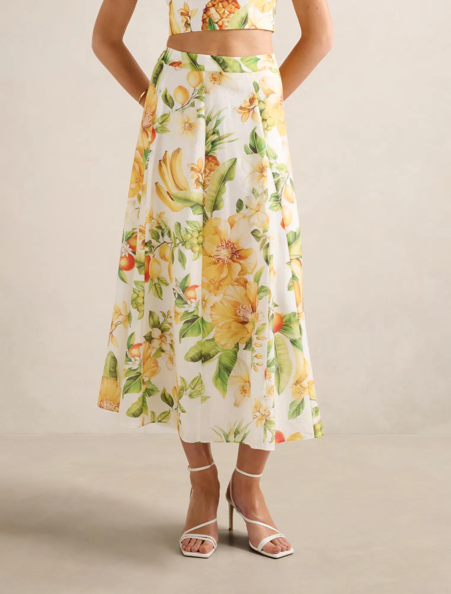 Forever New Women's Alina Circle Midi Skirt in Domenica Floral Co-Ord