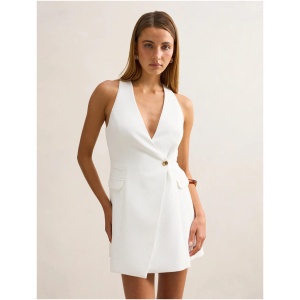 Forever New Women's Alina Wrap Halter Mini Dress in Porcelain
