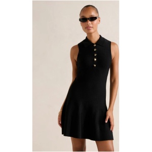Forever New Women's Amari Polo Knit Mini Dress in Black