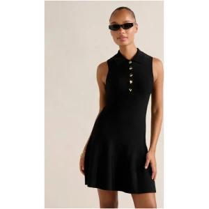 Forever New Women's Amari Polo Knit Mini Dress in Black