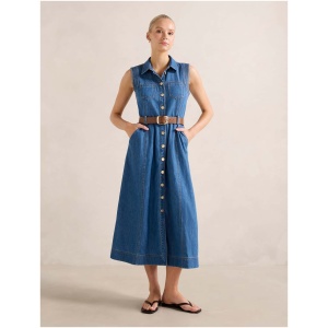 Forever New Women's Annalee Sleeveless Shirt Dress in Mid Wash