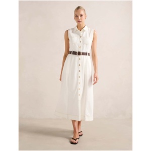 Forever New Women's Annalee Sleeveless Shirt Dress in Porcelain