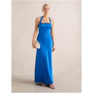 Forever New Women's April Open Back Satin Maxi Dress in Vivid Azure
