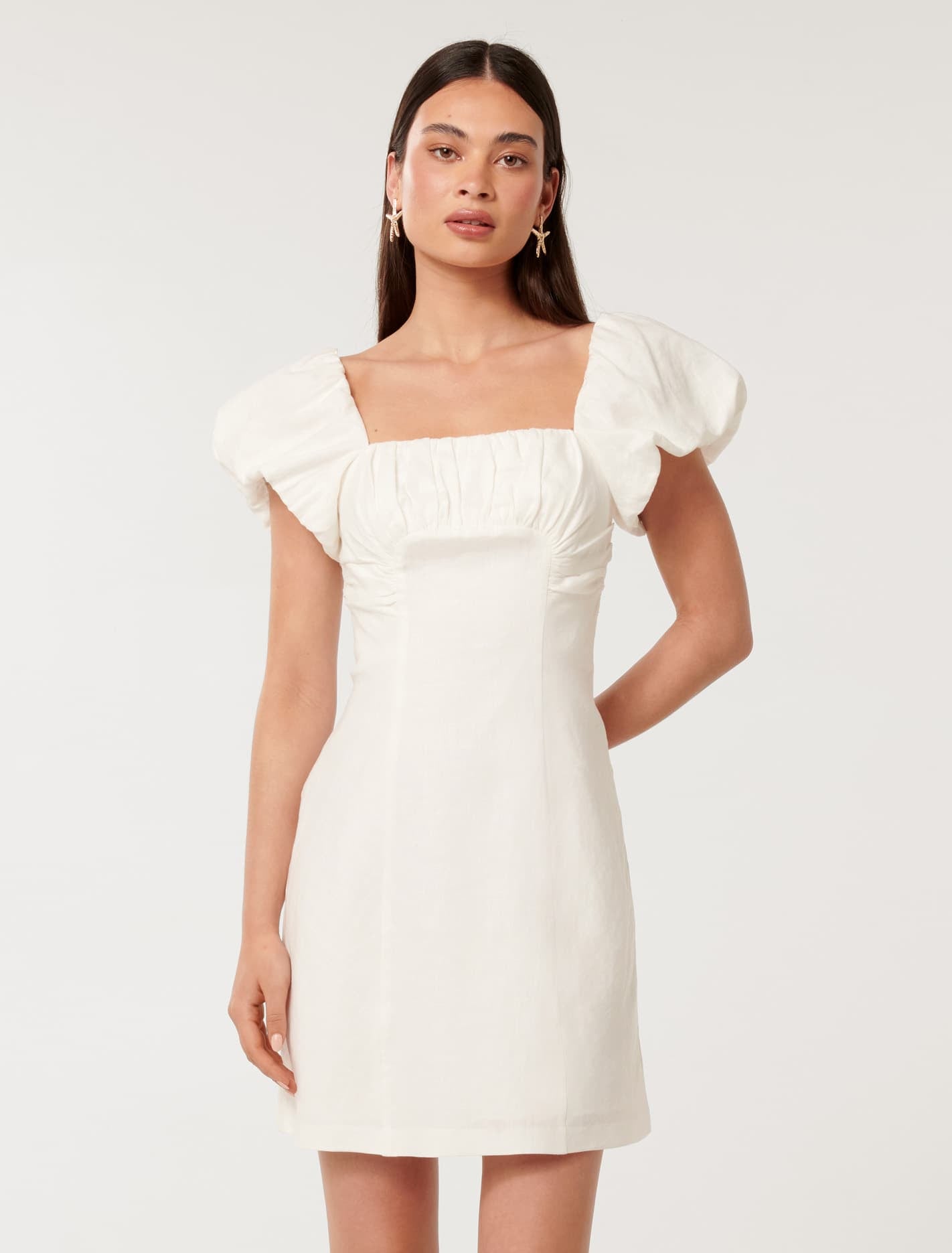 Forever New Women's Aspen Ruched Mini Dress in Porcelain