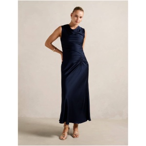 Forever New Women's Ava Draped Satin Maxi Dress in Navy