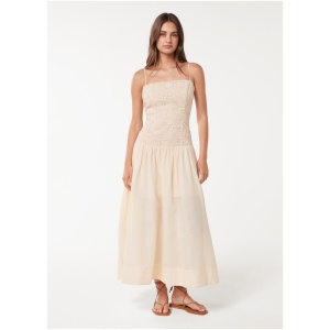 Forever New Women's Cara Crochet Midi Dress in Neutral