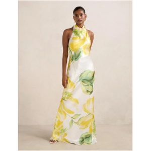 Forever New Women's Clementine Petite Satin Maxi Dress in Yellow Cora