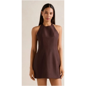 Forever New Women's Corinna Halter Mini Dress in Chocolate