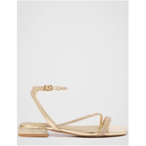 Forever New Women's Dominique Diamante Strap Flat PM Sandals in Gold