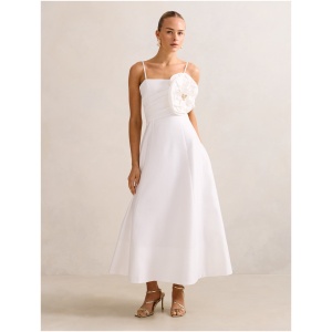 Forever New Women's Felicia Flower Detail Midi Dress in Porcelain