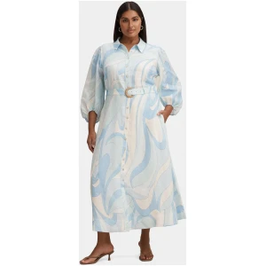 Forever New Women's Fia Curve Plus Size Printed Shirt Dress in Mint Tavira