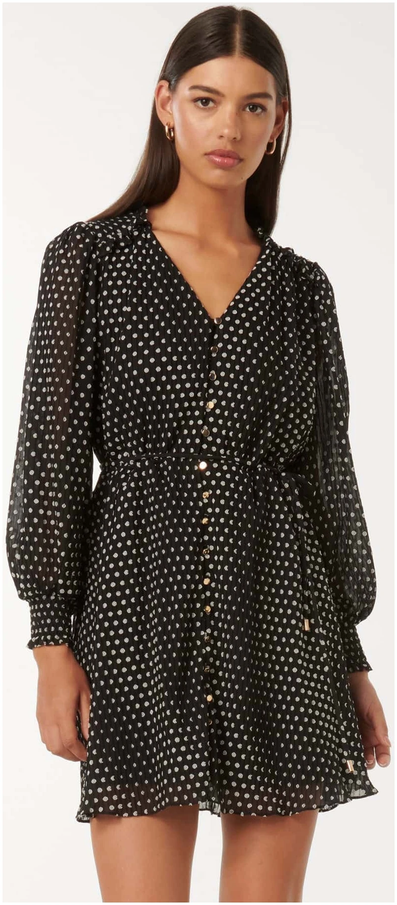 Forever New Women's Francesca Frill Detail Mini Dress in Dark Navy