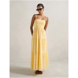 Forever New Women's Freya Petite Strappy Tiered Maxi Dress in Butter Bean