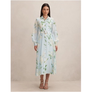 Forever New Women's Freya Printed Shirt Dress in Blue Arna Floral