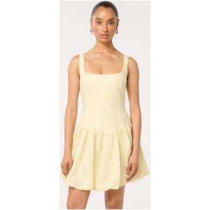 Forever New Women's Heidi Petite Bubble Hem Mini Dress in Pastel Yellow