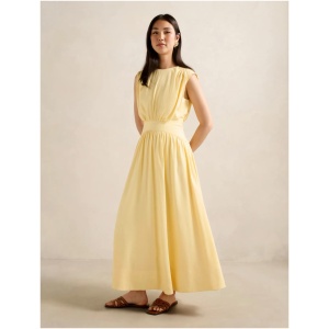 Forever New Women's Isobel Tapered Waist Linen Midi Dress in Soft Yellow