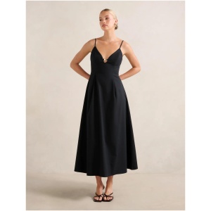 Forever New Women's Jessa Plunge Cotton Maxi Dress in Black
