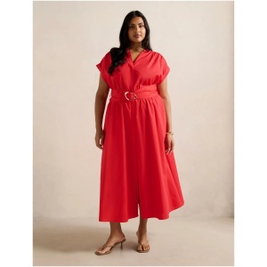 Forever New Women's Joy Curve Gathered Belted Midi Dress in Runway Red