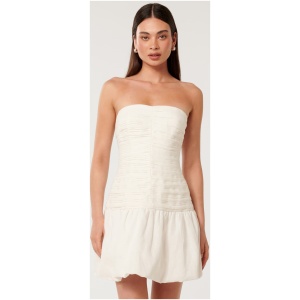 Forever New Women's Kaia Ruched Bubble-Hem Mini Dress in Porcelain