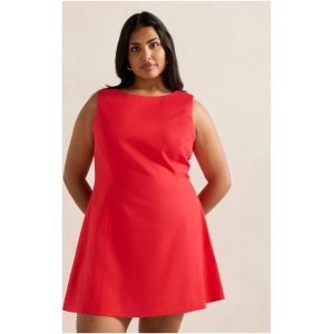 Forever New Women's Kassie Curve Boat Neck Mini Dress in Bright Red