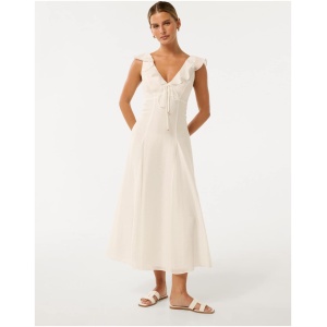 Forever New Women's Lenny Petite Godet Midi Dress in Porcelain