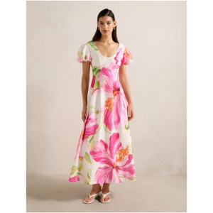 Forever New Women's Lily Scoop Neck Midi Dress in Cora Tropical