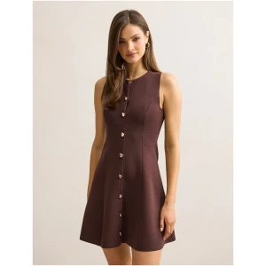 Forever New Women's Lucienne Fit and Flare Knit Mini Dress in Chocolate