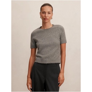 Forever New Women's Lucy Knitted Tee Shirt in Charcoal