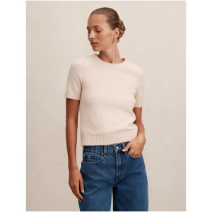 Forever New Women's Lucy Knitted Tee Shirt in Neutral Pink