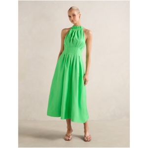 Forever New Women's Miller Pleat Halter Midi Dress in Shamrock