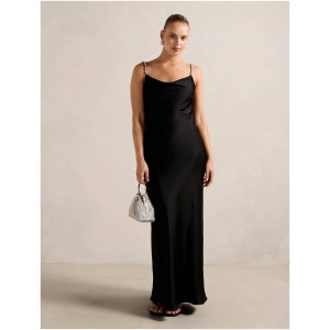 Forever New Women's Presley Diamante Strap Satin Maxi Dress in Black