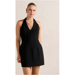 Forever New Women's Riley Structured Halter Mini Dress in Black