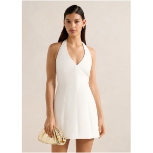 Forever New Women's Riley Structured Halter Mini Dress in Porcelain