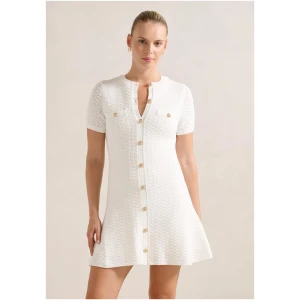 Forever New Women's Rosa Stitch Interest Knit Mini Dress in Porcelain