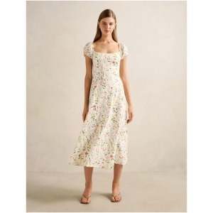 Forever New Women's Sadie Cap Sleeve Linen Midi Dress in Soft Evie Floral