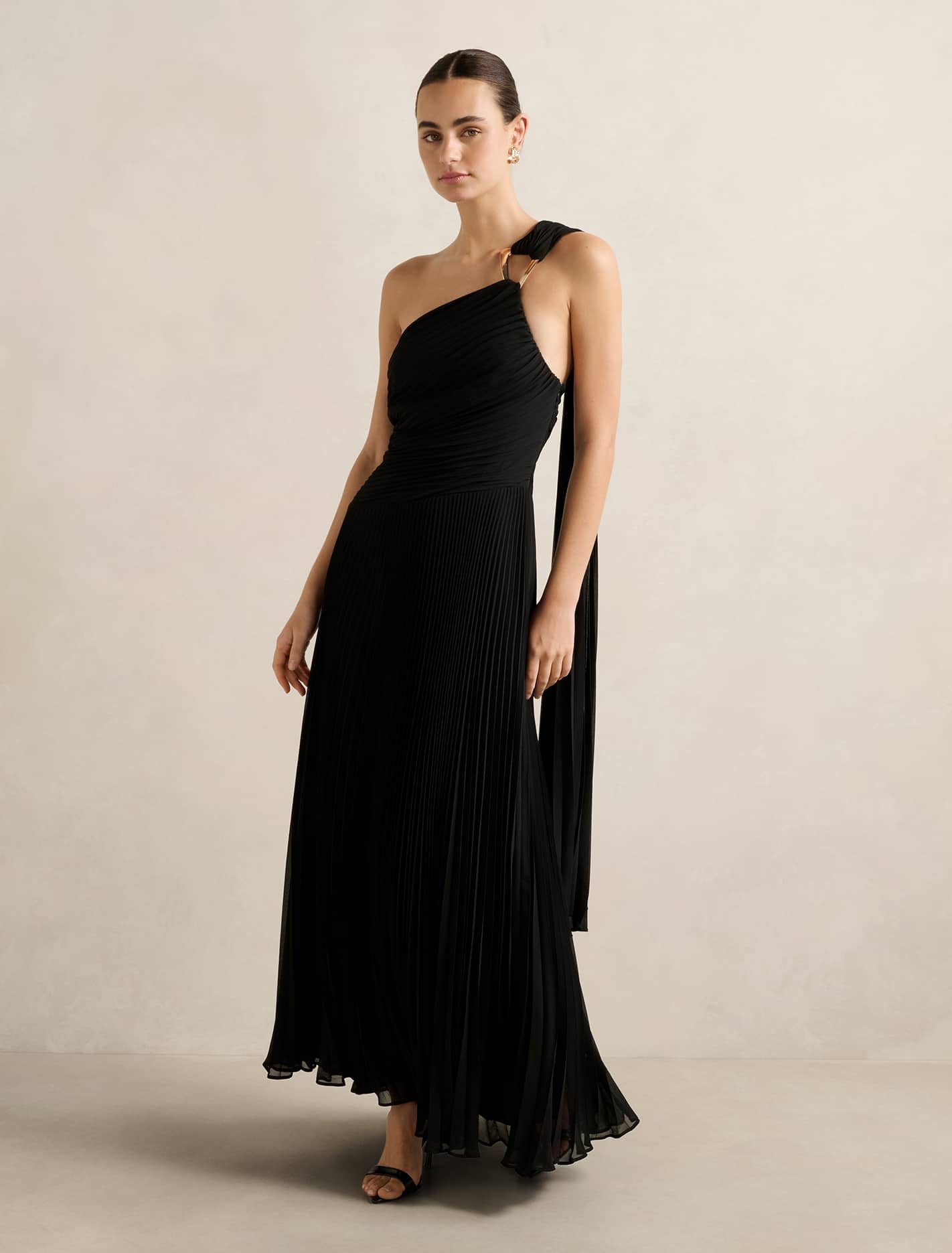 Forever New Women's Sandra Pleated Cape Maxi Dress in Black
