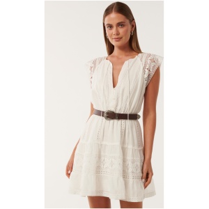 Forever New Women's Sarah Belted Trim Mini Dress in Porcelain
