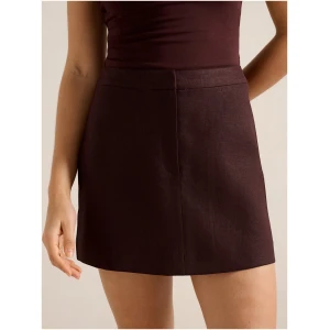 Forever New Women's Skyla Linen A-Line Mini Skirt in Dark Chocolate
