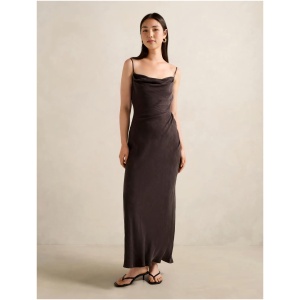 Forever New Women's Zoe Cupro Midi Dress in Chocolate Noir B