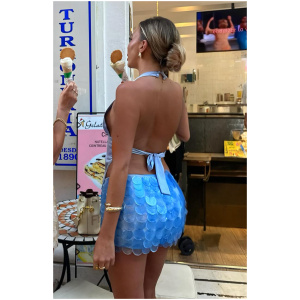 Forgiven Aura Shell Mini Skirt Blue