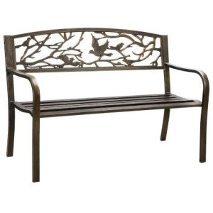 Garden Bench 3 Seater Bird Pattern Bronze